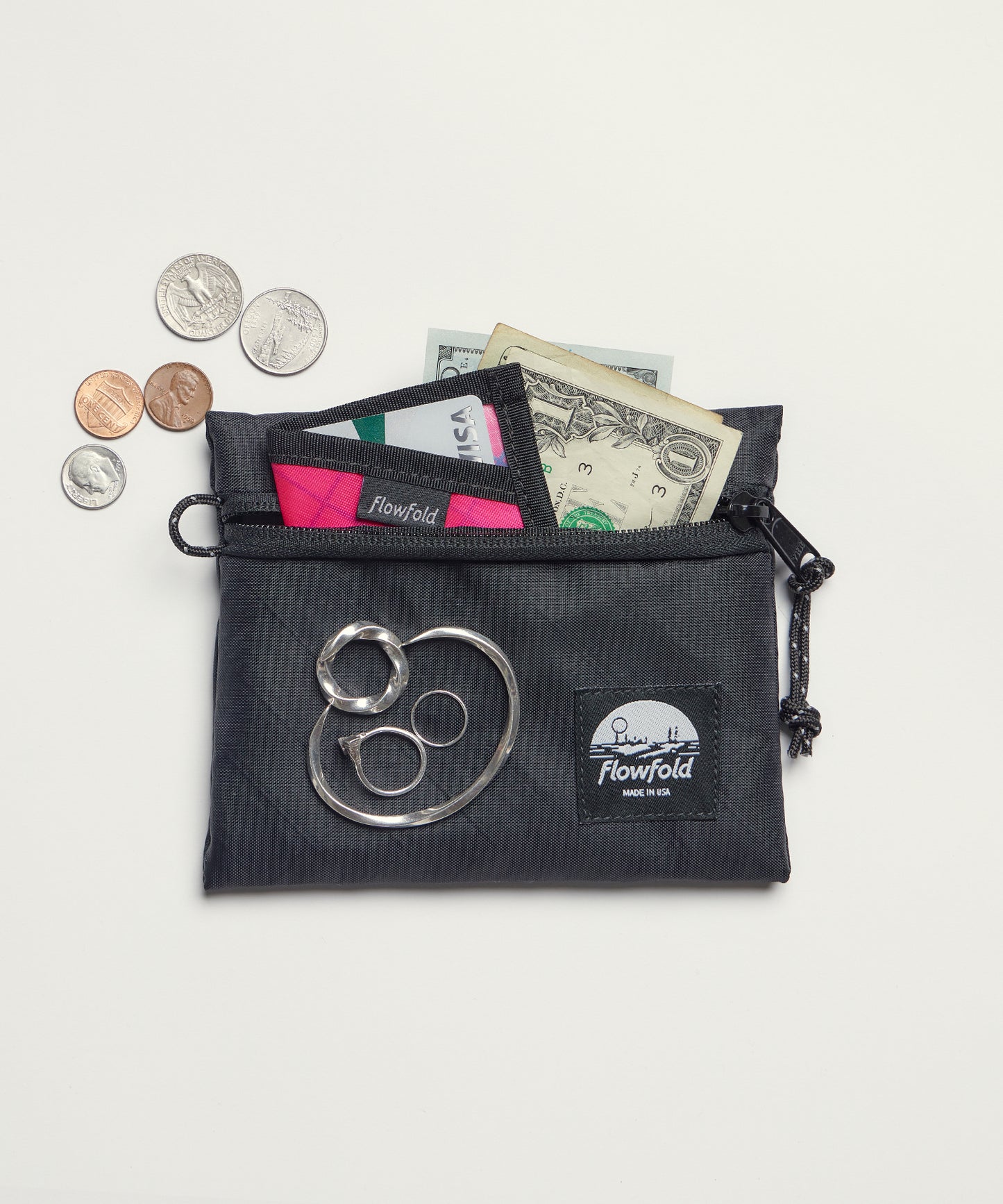 [Flowfold フローフォールド] ボイジャー ジッパーポーチ S ❘ VOYAGER ZIPPER POUCH SMALL [JET BLACK]